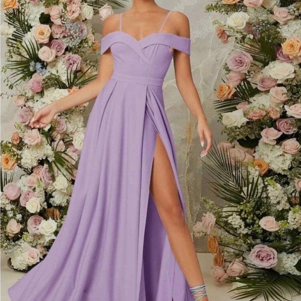 Elegant Lavender Off-Shoulder Dress